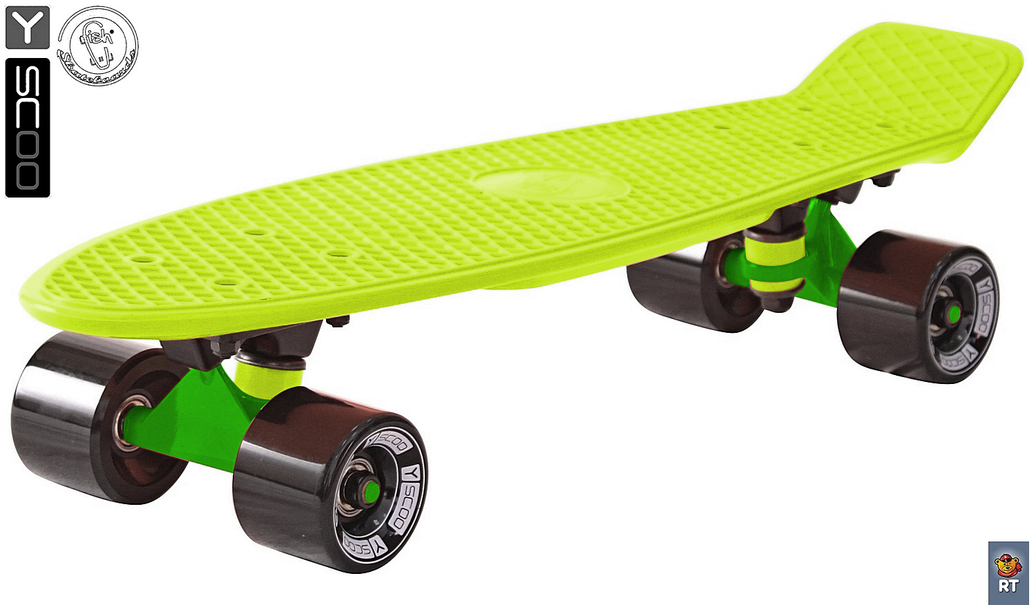 Скейтборд виниловый Y-Scoo Fishskateboard 22" 401-L с сумкой, зеленый  
